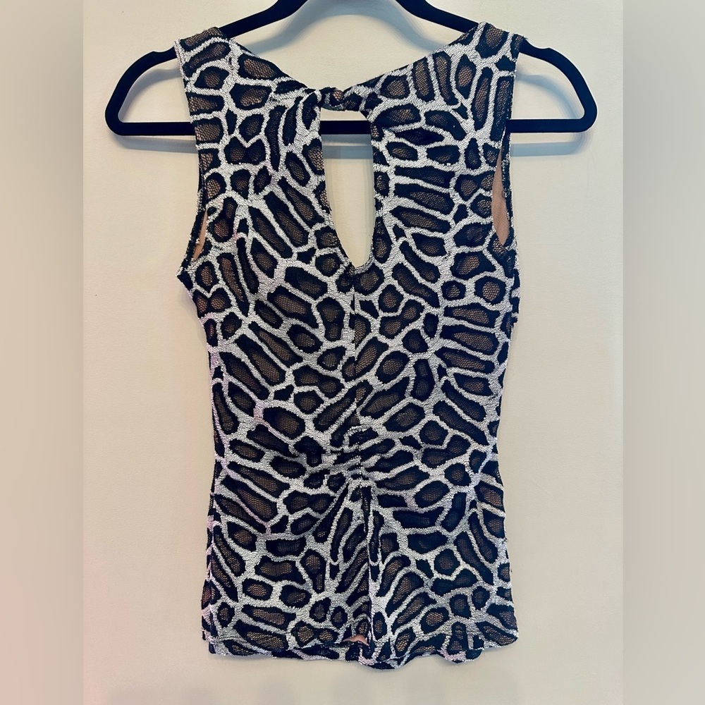 Cache Xs Metallic Animal Print Patterned Tank Top… - image 5
